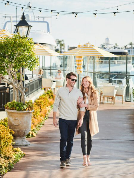 Couple walking arm in arm