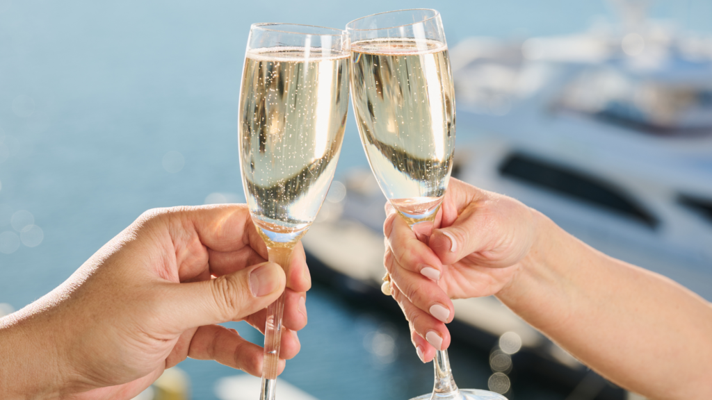 Two people having a glass of champagne