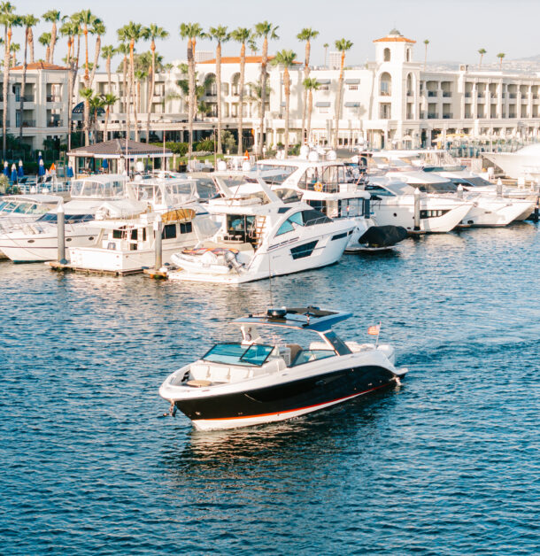 aerial view of boat by the Balboa Bay Resort